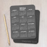 2024 Calendar - Basic Grey Mini Calendar Magnet<br><div class="desc">Grey and White - A minimal,  basic 12 month calendar with a solid color background. A standard look for your home office or school locker.</div>