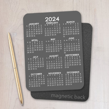 2024 Calendar - Basic Grey Mini Calendar Magnet by BusinessStationery at Zazzle