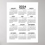 2024 Calendar - Basic Minimal Poster<br><div class="desc">A basic calendar in black and white. A standard look for your home office or school locker. A simple full year at a glance calendar to use all year long.</div>