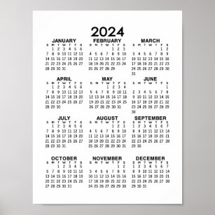 2024 Calendar - Basic Minimal Poster