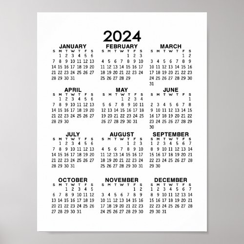 2024 Calendar _ Basic Minimal Poster