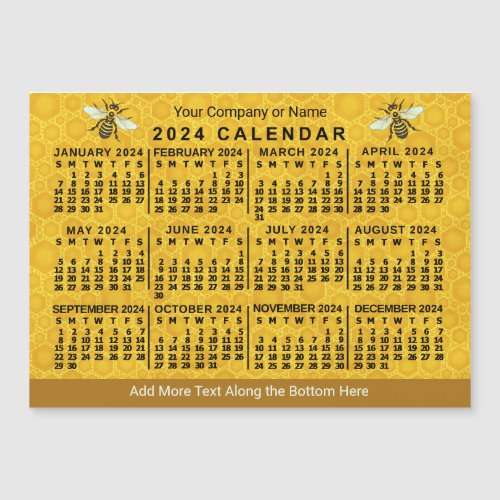 2024 Calendar Bee Honeycomb Custom Apiary Magnet