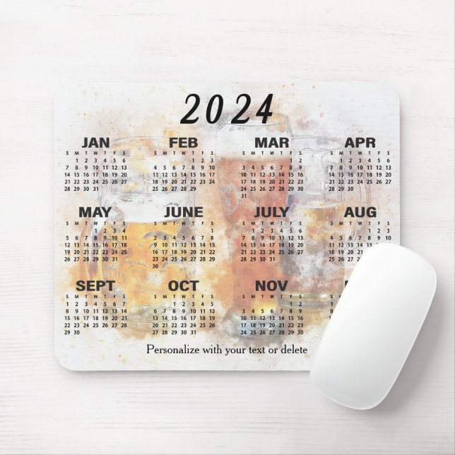 2024 Calendar - Beer Glasses Mouse Pad (With Mouse)