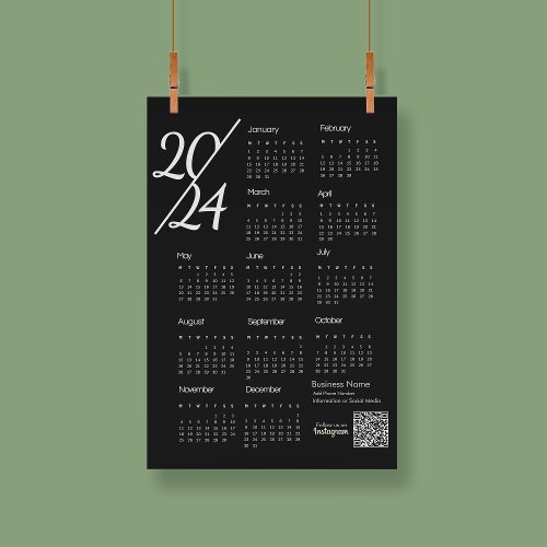 2024 Calendar Black And White Instagram Follow Us Program