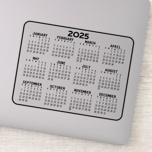 2024 Calendar _ black and white mini calendar Sticker