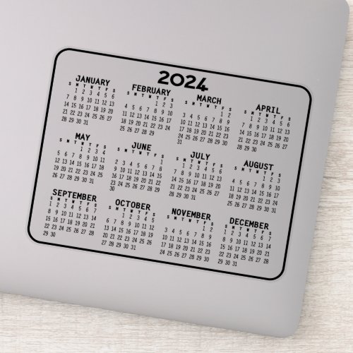 2024 Calendar _ black and white mini calendar Sticker