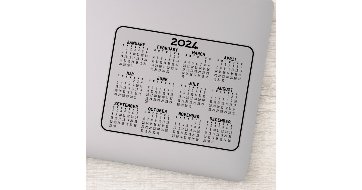 2024 Calendar - black and white mini calendar Sticker