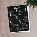 2024 Calendar - black and white offset names Postcard<br><div class="desc">A 2024 calendar in black and white - but a non-traditional look with a modern font and names offset to the side.</div>