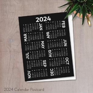 2024 Calendar - black and white offset names Postcard