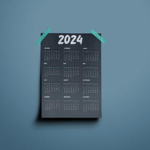 2024 Calendar Black And White Simple Program