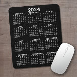 2024 Calendar - black background - Vertical  Mouse Pad<br><div class="desc">A simple black background with a 2024 calendar. A simple business item for the New Year. A black background for a calendar with a solid color.</div>
