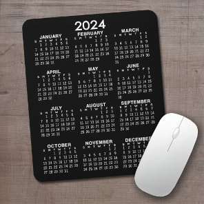 2024 Calendar - black background - Vertical  Mouse Pad