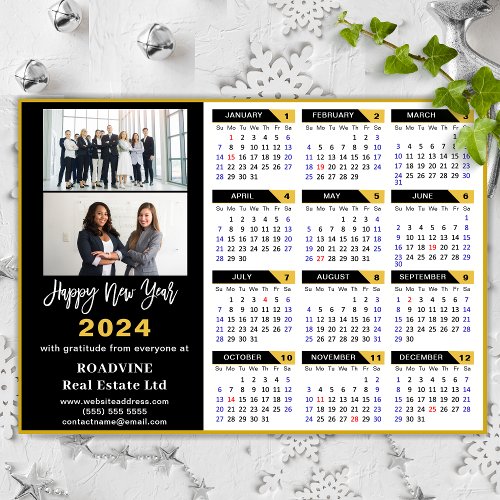 2024 Calendar Black Gold Business 2 Photo Magnetic
