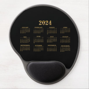 2024 Calendar Black/Gold Gel Mouse Pad