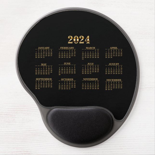 2024 Calendar Black/Gold  Gel Mouse Pad (Front)