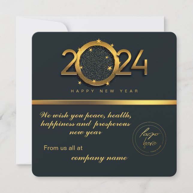 2024 Calendar Black Gold Greeting With Logo (Front)