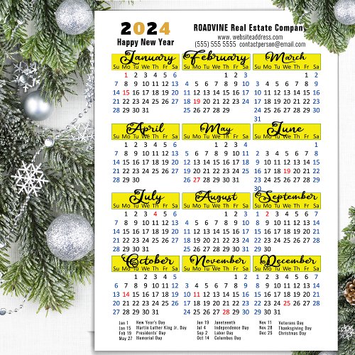 2024 Calendar Black Minimalist Corporate Magnetic