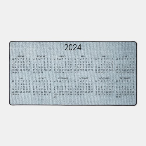 2024 Calendar Blue Denim Photo Desk Mat