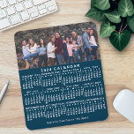 2024 Calendar Blue Personalized Photo Name Bold Mouse Pad<br><div class="desc">This 2024 year personalized monthly calendar mousepad / mousemat shows the days of the week for each month in classic, professional-looking white on a blue background. This is a simple, bold yearly calendar mousepad to help you conquer the new year, with large-print, easy-to-read numbers. Always know what date it is...</div>
