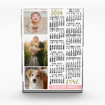 2024 Calendar Blush Pink Gold Family Photo Collage Acrylic Award<br><div class="desc">Celebrate 2024 with this elegant photo collage calendar. With easy-to-read dates in bold black, this beautifully simple calendar has the words "2024" and "LOVE" in faux gold glitter with a blush pink bar along the bottom for your personalized family name or other text. Vertically along the left side, add three...</div>
