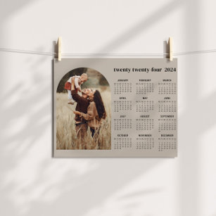 2024 Calendar boho modern 1 photo beige Poster