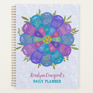 2024 Calendar Boho Purple Flower Custom Name Planner