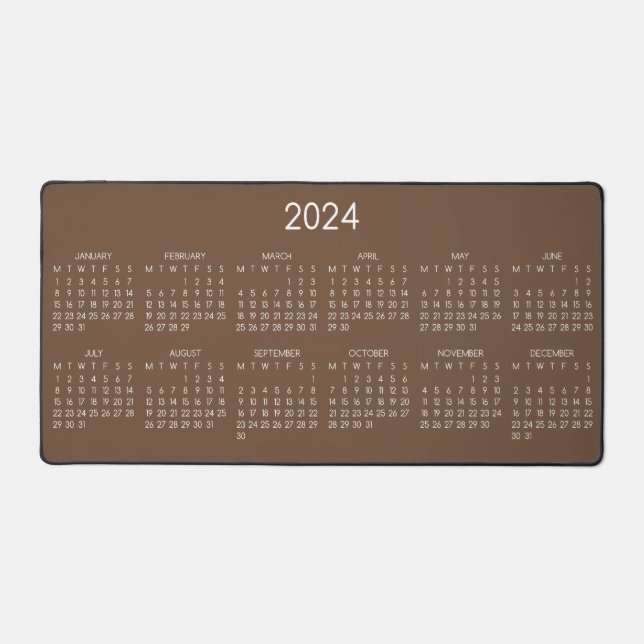 2024 Calendar Brown Color Background Desk Mat (Front)