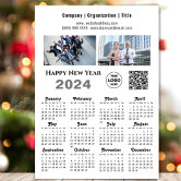 Carte Magnétique Logo Calendrier 2024 QR Code Bleu Black Business