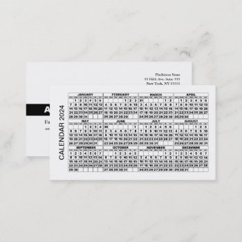 2024 Calendar Business Card Horizontal White by pixibition at Zazzle