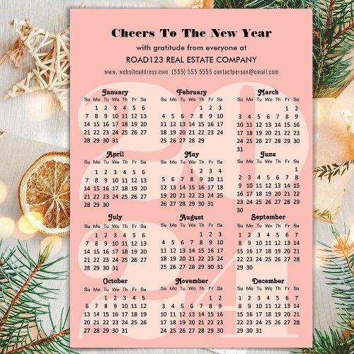 2024 Calendar Business Elegant Pink Minimalist