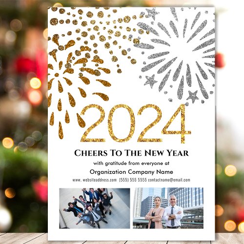 2024 Calendar Business Festive Fireworks Gold