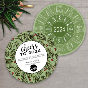 2024 Calendar Business Greeting with Logo - Cheers Holiday Card