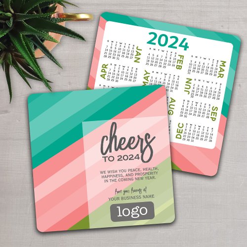 2024 Calendar Business Greeting with Logo _ Cheers Holiday Card