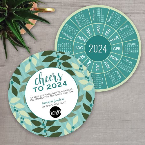 2024 Calendar Business Greeting with Logo _ Cheers Holiday Card