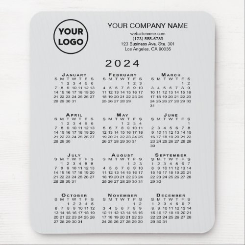 2024 Calendar Business Logo and Text on Gray Mouse Pad