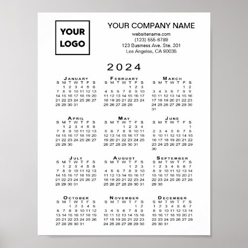 2024 Calendar Business Logo and Text Poster