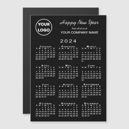 2024 Calendar Business Logo Black Holiday Magnet