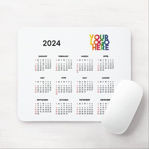 2024 Calendar Business Logo Corporate Office White Mouse Pad