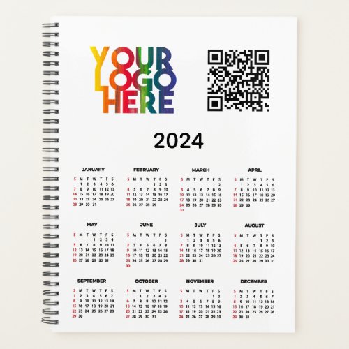 2024 Calendar Business Logo Corporate QR Code Planner