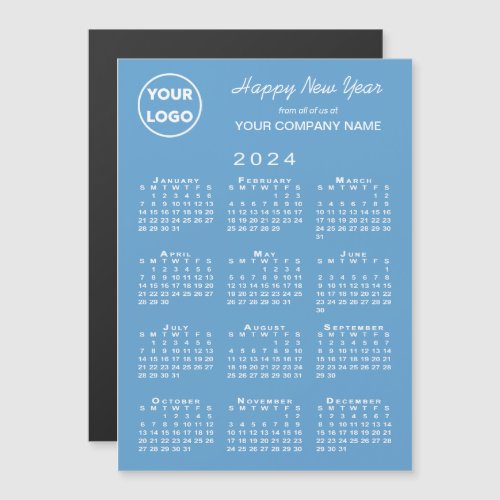 2024 Calendar Business Logo Light Blue Holiday