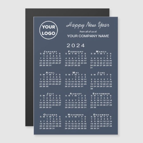 2024 Calendar Business Logo Navy Holiday Magnet