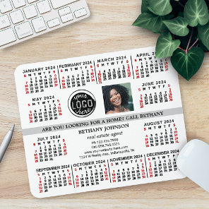 2024 Calendar Business Logo Photo Text Easy Custom Mouse Pad