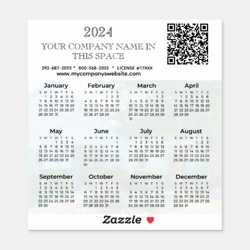 2024 Calendar Business Logo QR Code Sticker