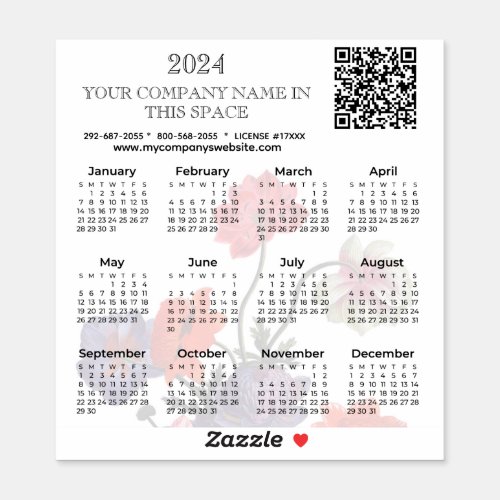 2024 Calendar Business Logo QR Code Sticker