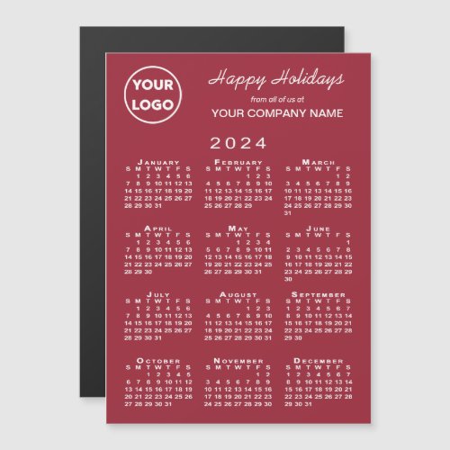2024 Calendar Business Logo Red Holiday Magnet