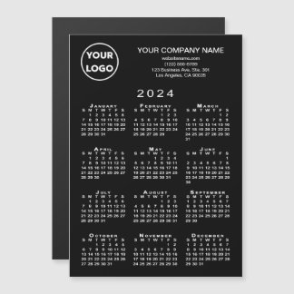 2024 Calendar Business Logo Text Black Magnet Card