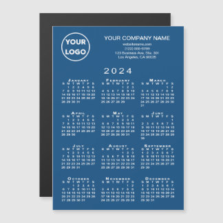 2024 Calendar Business Logo Text Blue Magnet Card
