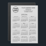 2024 Calendar Business Logo Text Grey Magnet<br><div class="desc">Send your customers a 2024 calendar magnetic card personalized with your logo, company name, and business contact information in black text on a light grey background. Add your logo, company name, and custom text (website, phone number, address, slogan, or other message) in the sidebar. Your logo can be any shape...</div>