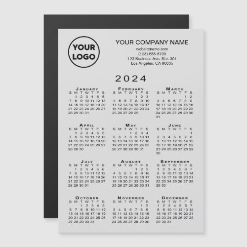 2024 Calendar Business Logo Text Grey Magnet