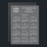 2024 Calendar Business Logo Text Grey Magnet Card<br><div class="desc">Send your customers a 2024 calendar magnetic card personalized with your logo, company name, and business contact information in white text on a dark grey background. Add your logo, company name, and custom text (website, phone number, address, slogan, or other message) in the sidebar. Your logo can be any shape....</div>